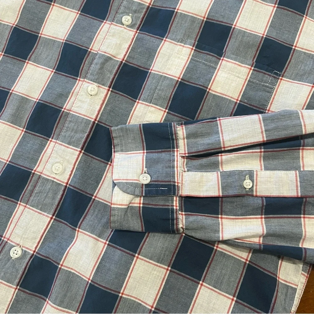 J. Crew Men’s Cotton Plaid Long-Sleeve Slim‎ Fit Button Down Shirt Large Preppy